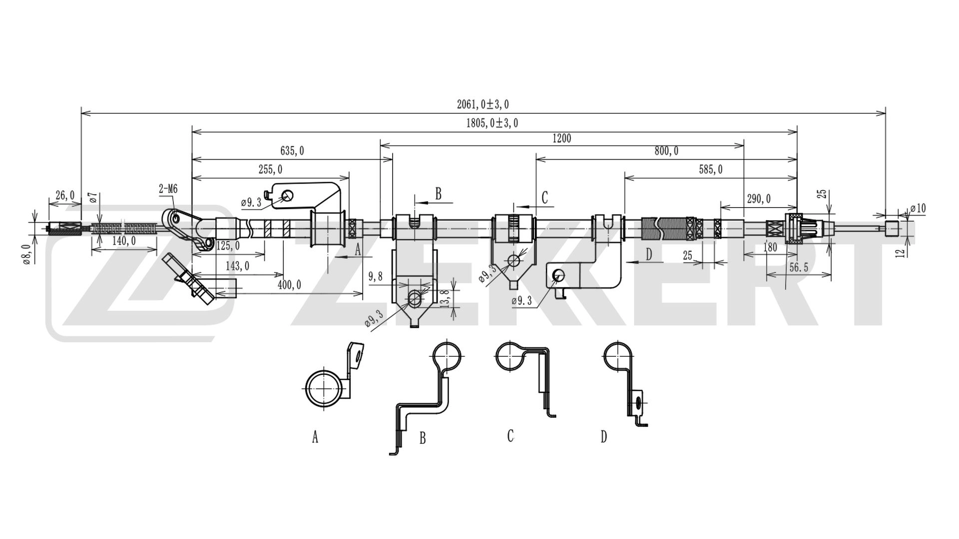 ZEKKERT BZ-1024 - Трос ручника