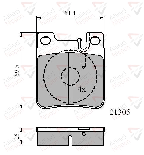 ALLIED NIPPON ADB0702 - Комплект тормозных колодок, дисковый тормоз ANL Braking