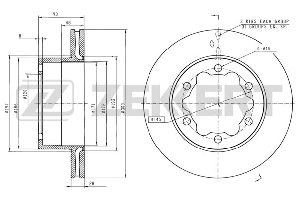 ZEKKERT BS-5388 - Тормозные диски