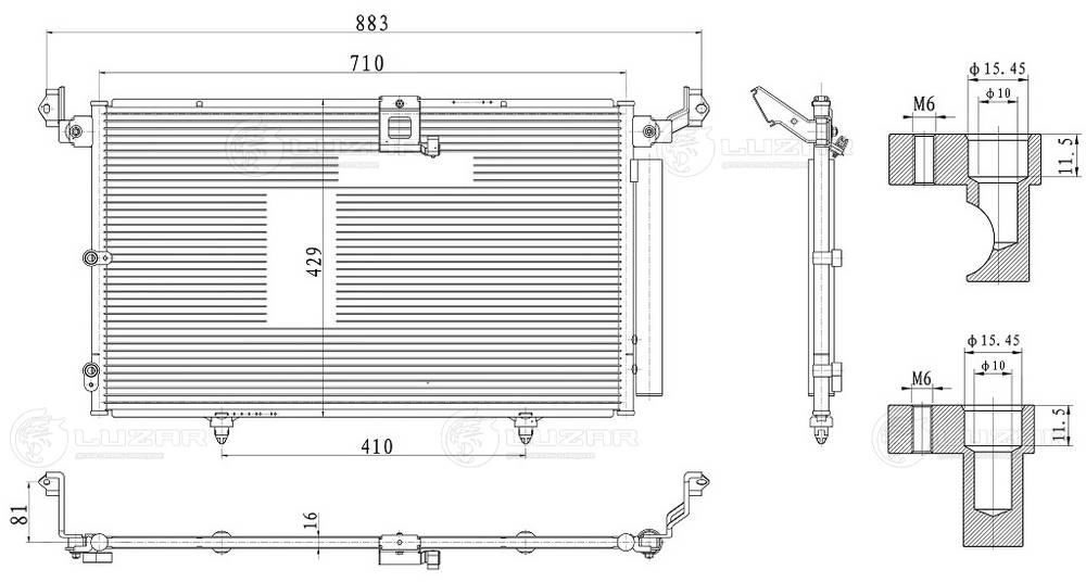 LUZAR LRAC 1907 - Радиатор кондиционера