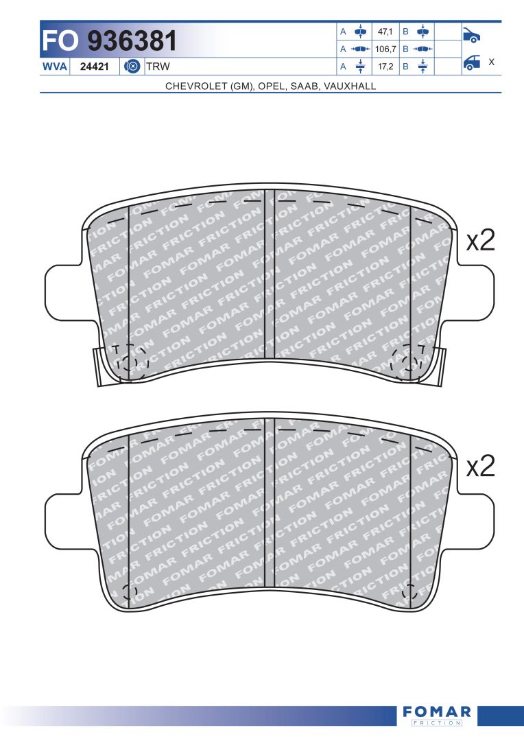 FOMAR FRICTION FO 936381 - Тормозные колодки 
