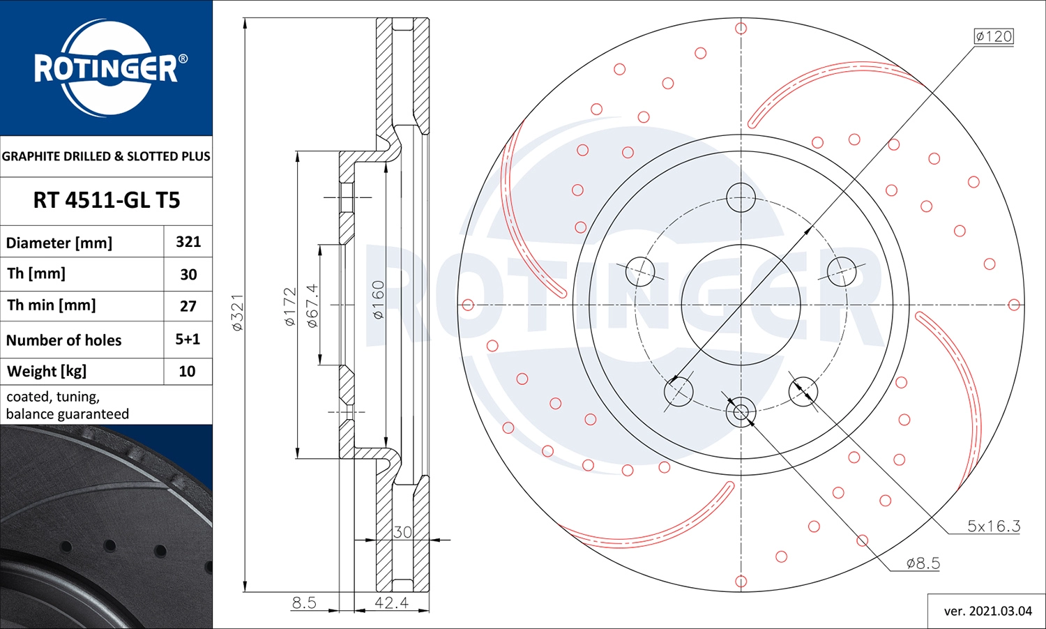 Тормозной диск GRAPHITE DRILLED & SLOTTED PLUS