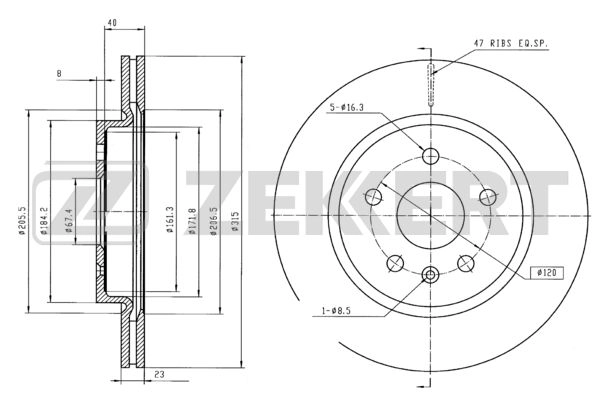 ZEKKERT BS-5922 - Тормозные диски