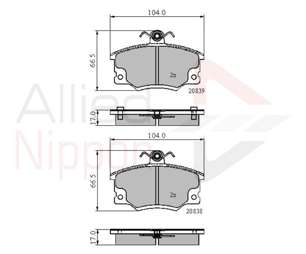 Комплект тормозных колодок, дисковый тормоз ANL Braking