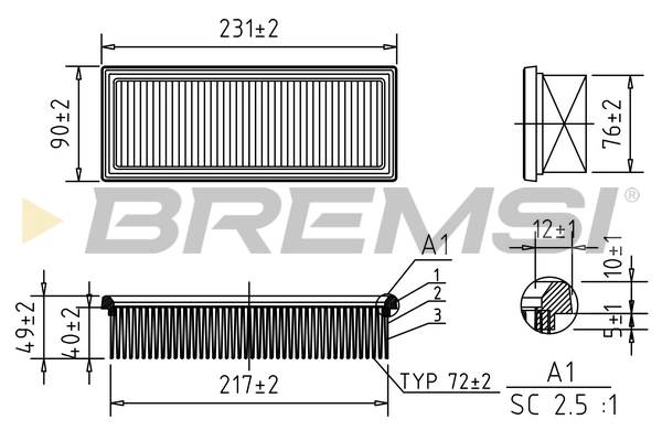 BREMSI FA0544 - Воздушный фильтр