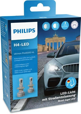 PHILIPS 11342U6000X2 - Лампа накаливания, фара дальнего света Ultinon Pro6000 H4-LED