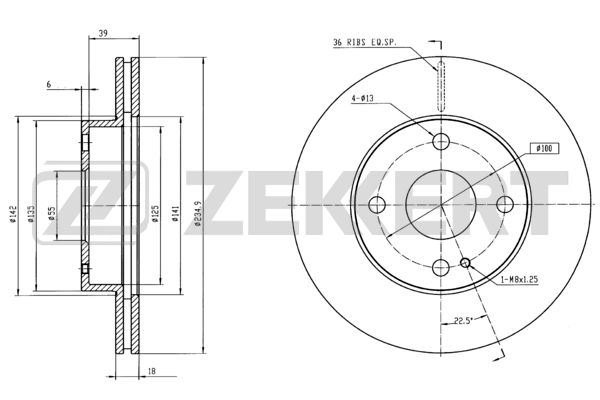 ZEKKERT BS-5705 - Тормозные диски