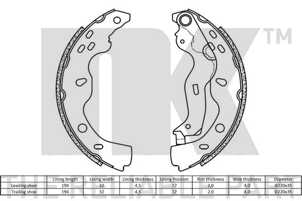 NK 2723759 - Барабанные колодки