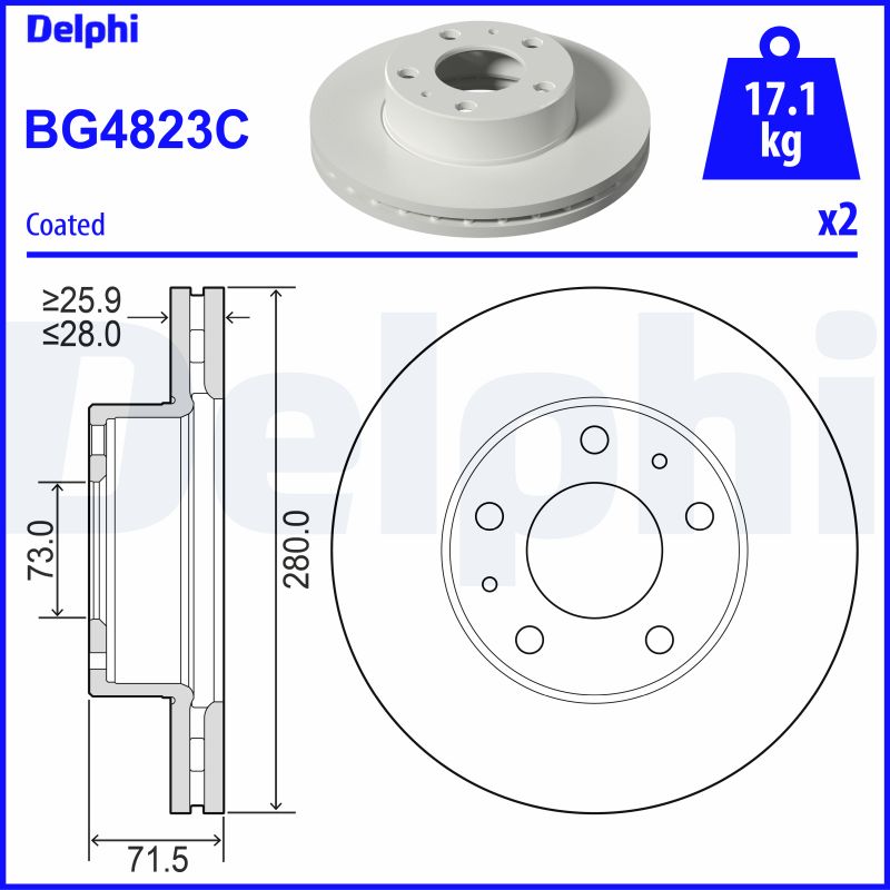 DELPHI BG4823C - Тормозные диски
