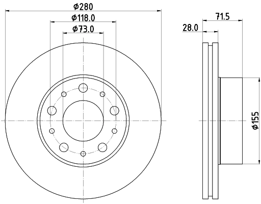 HELLA 8DD 355 125-421 - Тормозной диск PRO