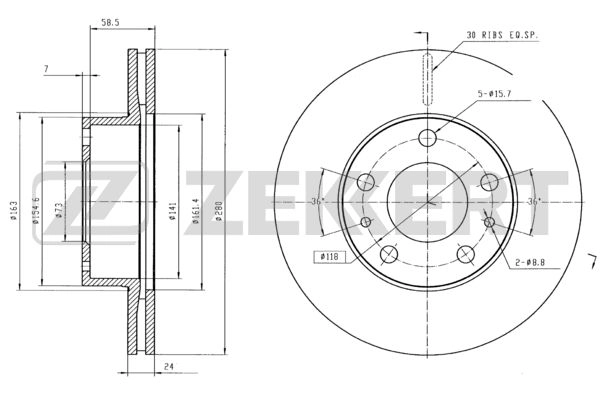 ZEKKERT BS-5152 - Тормозные диски