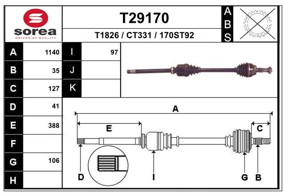 EAI T29170 - Приводной вал (полуось)