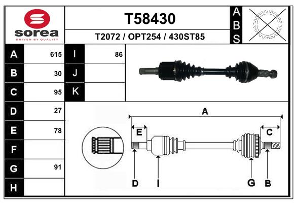 EAI T58430 - Приводной вал (полуось)