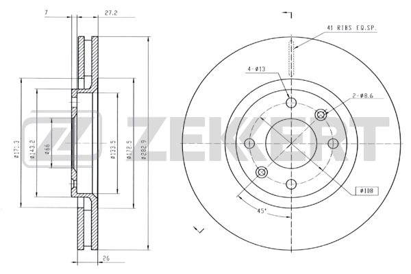 ZEKKERT BS-5024 - Тормозные диски