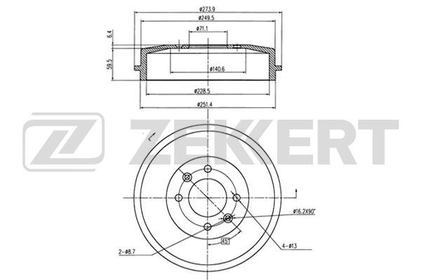 ZEKKERT BS-5098 - Тормозной барабан