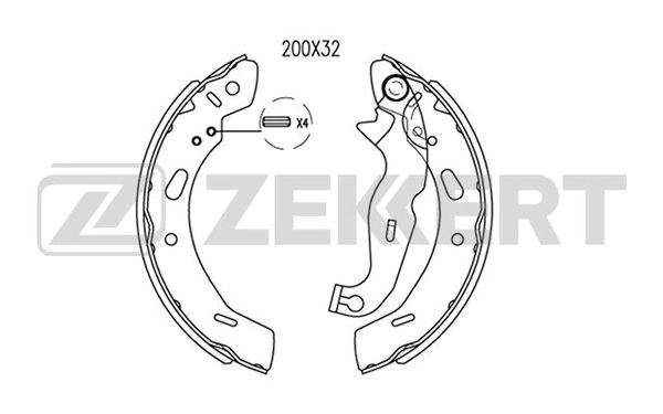 ZEKKERT BK-4095 - Барабанные колодки