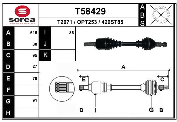 EAI T58429 - Приводной вал (полуось)