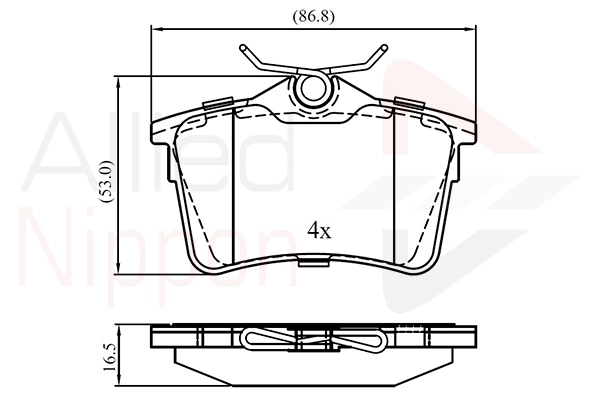 Комплект тормозных колодок, дисковый тормоз ANL Braking