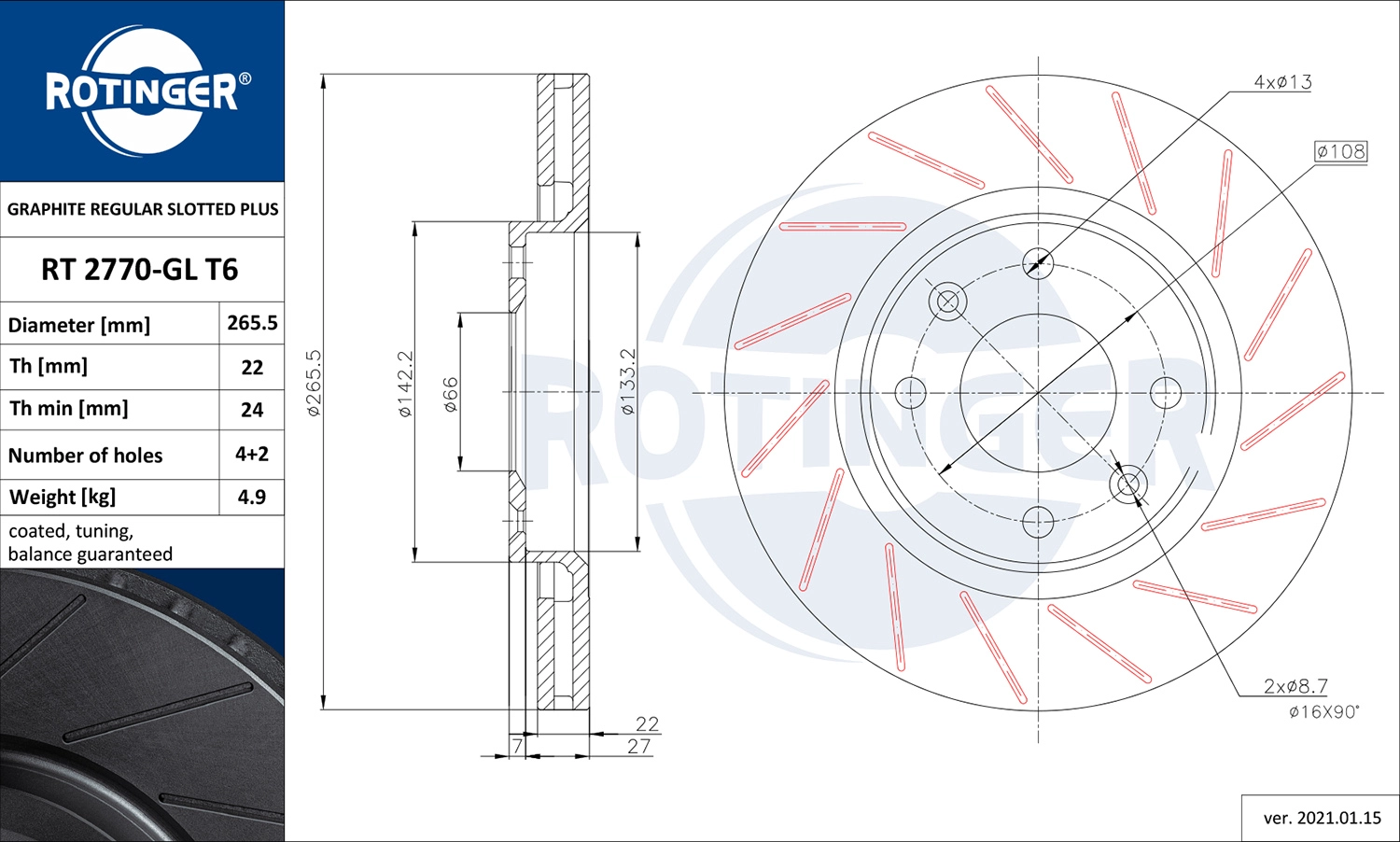 Тормозной диск GRAPHITE REGULAR SLOTTED PLUS