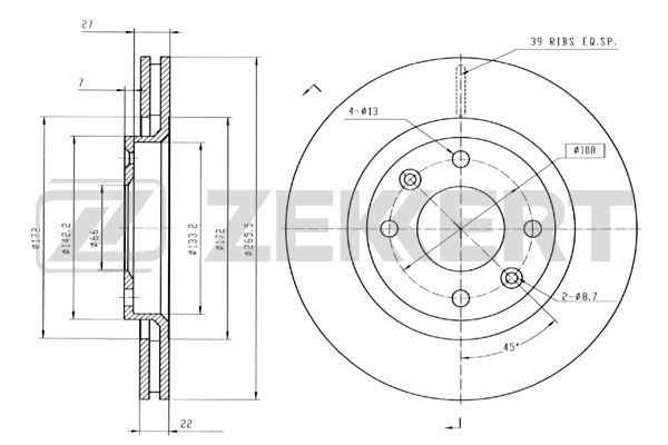 ZEKKERT BS-5028 - Тормозные диски