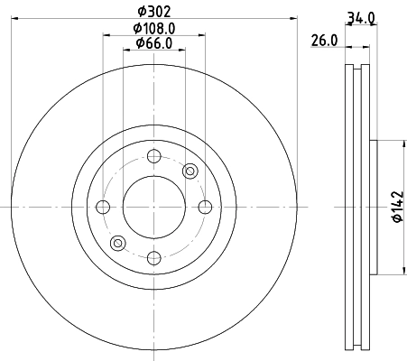 HELLA 8DD 355 111-321 - Тормозной диск PRO
