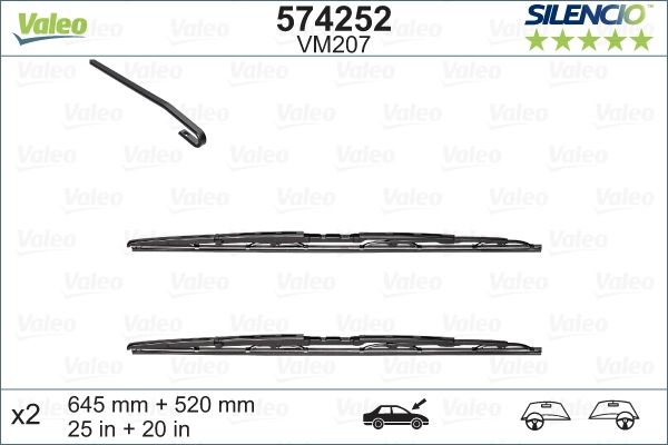 VALEO 574252 - Щетка стеклоочистителя SILENCIO CONVENTIONAL SET