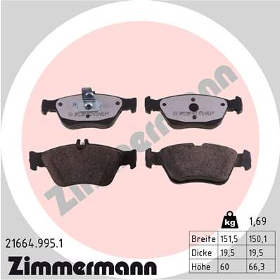 ZIMMERMANN 21664.995.1 - Комплект тормозных колодок, дисковый тормоз rd:z