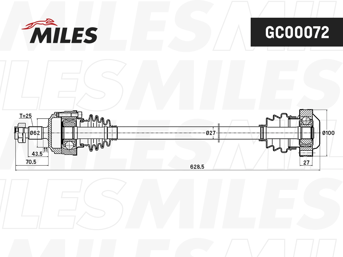 MILES GC00072 - Приводной вал (полуось)