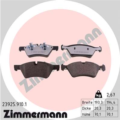ZIMMERMANN 23925.910.1 - Комплект тормозных колодок, дисковый тормоз rd:z