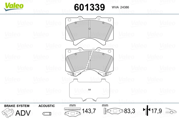 VALEO 601339 - Тормозные колодки 