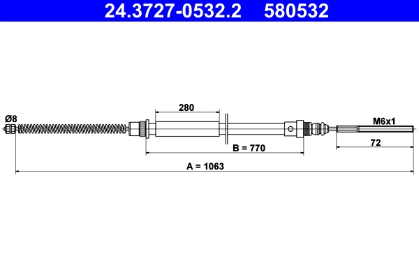 ATE 24.3727-0532.2 - Трос ручника