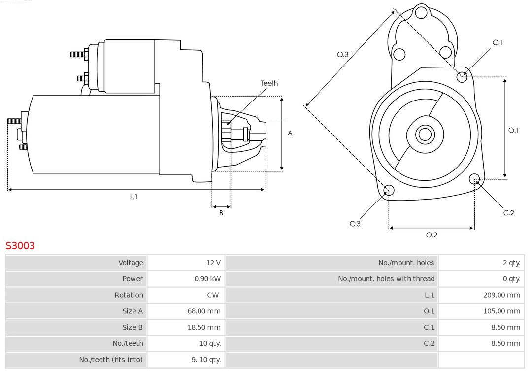 AS-PL S3003 - Стартер Brand new AS-PL