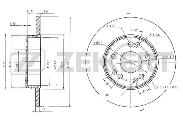 ZEKKERT BS-5026 - Тормозные диски