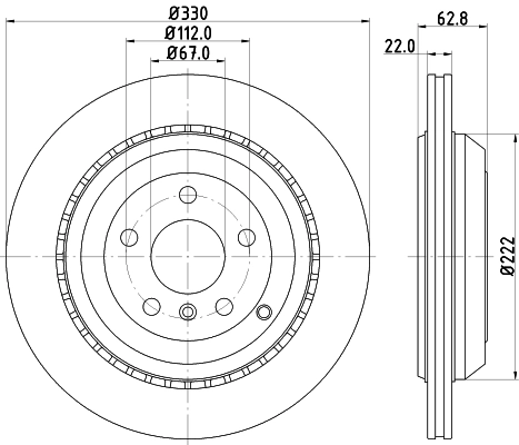 HELLA 8DD 355 113-231 - Тормозной диск PRO