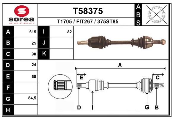 EAI T58375 - Приводной вал (полуось)