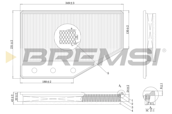 BREMSI FA1085 - Воздушный фильтр