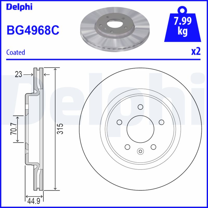 DELPHI BG4968C - Тормозные диски