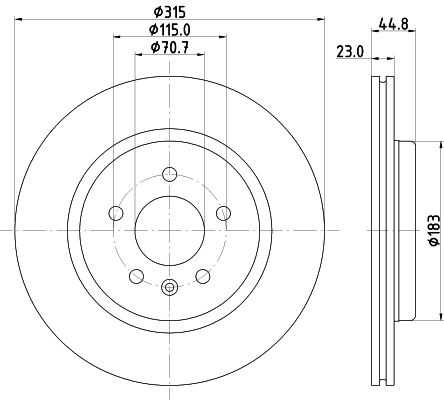 HELLA 8DD 355 132-181 - Тормозной диск PRO