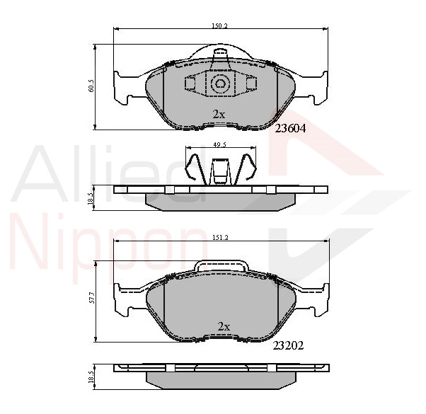 ALLIED NIPPON ADB0891 - Комплект тормозных колодок, дисковый тормоз ANL Braking