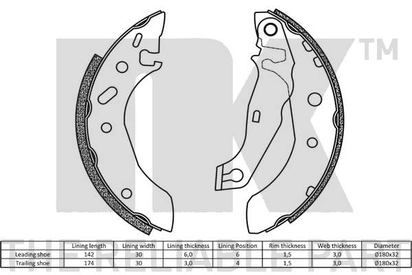 NK 2725586 - Барабанные колодки