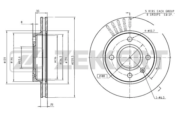 ZEKKERT BS-5021 - Тормозные диски
