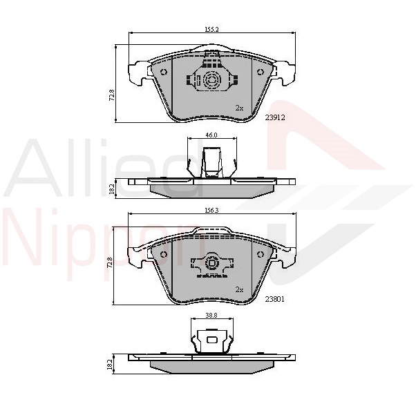 Комплект тормозных колодок, дисковый тормоз ANL Braking