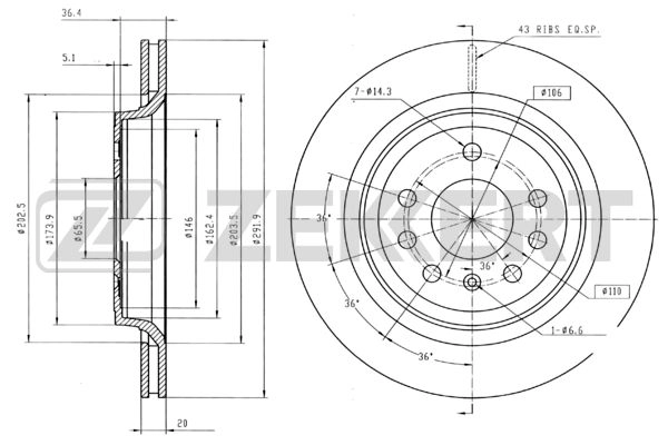 ZEKKERT BS-5604 - Тормозные диски