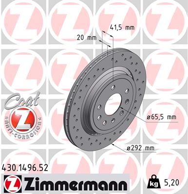 ZIMMERMANN 430.1496.52 - Тормозной диск SPORT BRAKE DISC Z