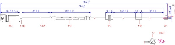 HI-Q SWS4300 - Датчик износа тормозных колодок