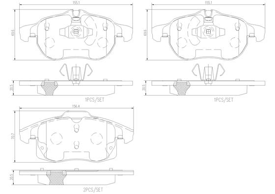 BREMBO P10011N - Комплект тормозных колодок, дисковый тормоз PRIME LINE - Ceramic