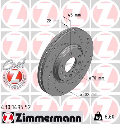 ZIMMERMANN 430.1495.52 - Тормозной диск SPORT BRAKE DISC Z