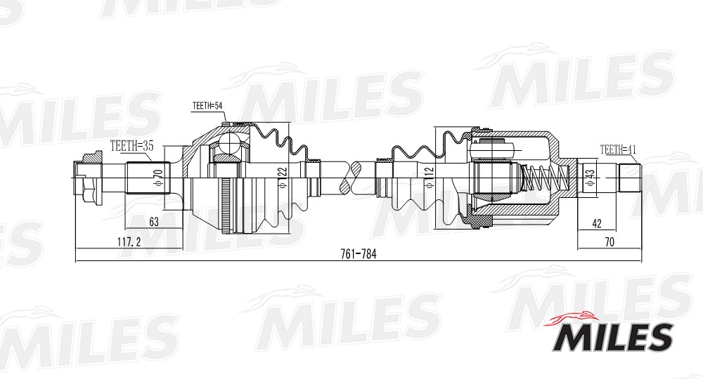 MILES GC01147 - Приводной вал (полуось)