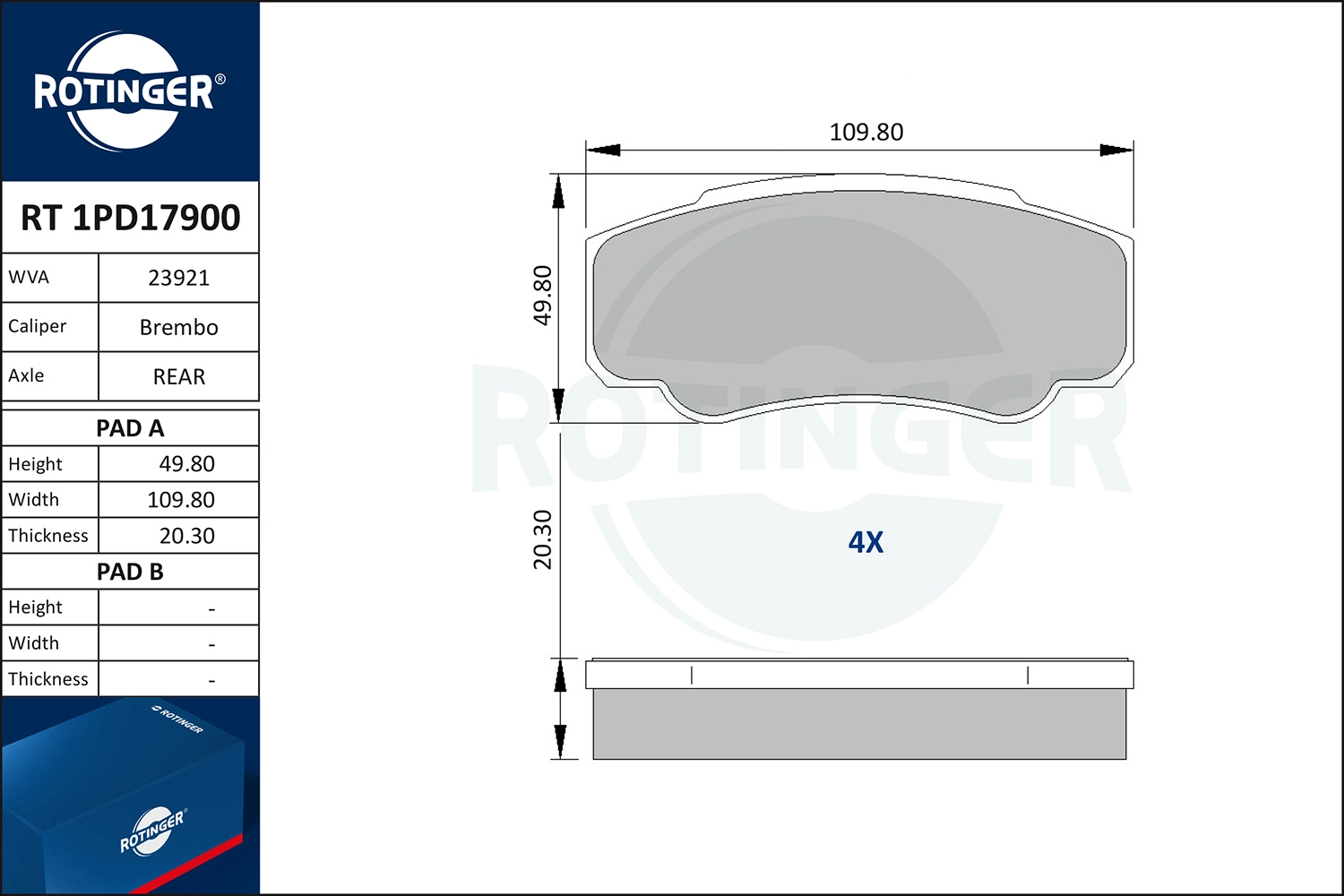 ROTINGER RT 1PD17900 - Тормозные колодки 