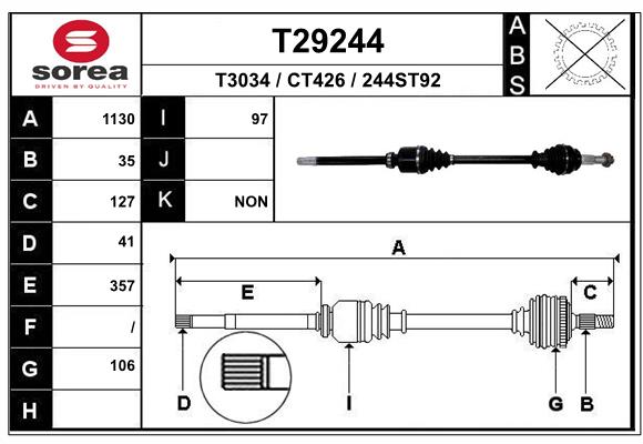 EAI T29244 - Приводной вал (полуось)
